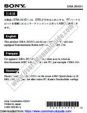 Ver ERA-201D1 pdf Nota: use con un AIBO equipado con ranura para tarjeta de PC