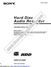 Voir HAR-D1000 pdf Manuel de l'utilisateur principal