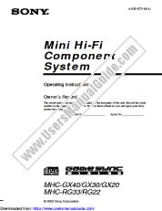View MHC-GX20 pdf Operating Instructions  (primary manual)