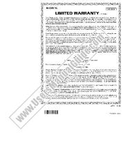 View HDR-UX1 pdf Warranty Card