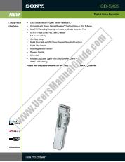 Ver ICD-SX25 pdf Especificaciones del producto