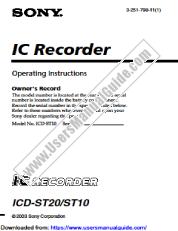View ICD-ST10VTP pdf Operating Instructions  (primary manual)