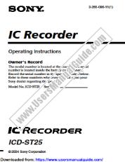 View ICD-ST25 pdf Operating Instructions  (primary manual)