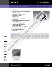 View KDE-50XS955 pdf Product Specifications