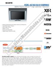 Ver KDE-55XBR950 pdf Especificaciones de comercialización