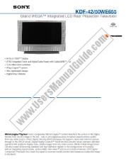 View KDF-50WE655 pdf Marketing Specifications