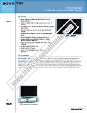 View KDF-70XBR950 pdf Marketing Specifications
