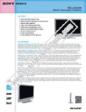 View KDL-40S2000 pdf Marketing Specifications