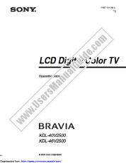 View KDL-46V2500 pdf Operating Instructions