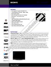 View KDL-V40XBR1 pdf Marketing Specifications