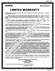 View KLV-S32A10 pdf Warranty Card (U.S. Only)