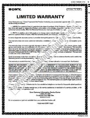 View KDP-65XBR2 pdf Warranty