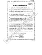 View KDS-R60XBR1 pdf Limited Warranty (U.S. Only)