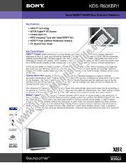 View KDS-R60XBR1 pdf Product Specifications