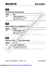 View KE-42M1 pdf Additional Center Speaker information (pg. 79)