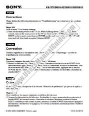 View KE-50XS910 pdf Operating Instruction CORRECTION (pg.106-troubleshooting)