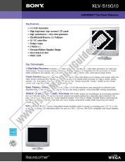 View KLV-S15G10 pdf Marketing Specifications