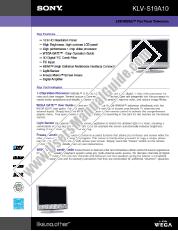 Vezi KLV-S19A10 pdf Specificațiile de marketing