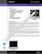 Voir KLV-S20G10 pdf Spécifications de marketing