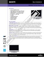 View KLV-S23A10 pdf Marketing Specifications