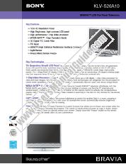 View KLV-S26A10W pdf Product Specifications