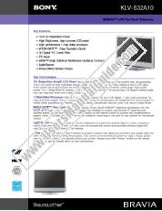 View KLV-S32A10 pdf Marketing Specifications