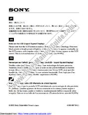Vezi KLV-21SR2 pdf Notă pe ecranul LCD (Liquid Crystal Display)