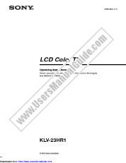 View KLV-23HR1 pdf Operating Instructions