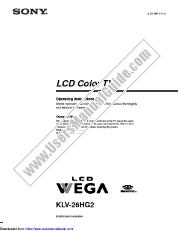 Vezi KLV-26HG2 pdf Instrucțiuni de operare