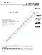 Ver KP-51WS520 pdf Especificaciones de comercialización