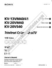 Voir KV-13VM41 pdf Manuel de l'utilisateur principal (anglais, espagnol, français)