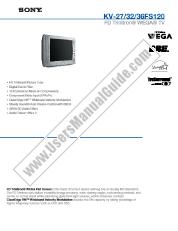 Voir KV-36FS120 pdf Spécifications de marketing