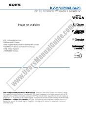 Ver KV-36HS420 pdf Especificaciones de comercialización