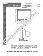 Ver KV-27S46 pdf Diagrama de dimensiones: vista frontal y lateral (hoja cortada)