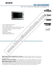 Voir KV-30HS420 pdf Spécifications de marketing