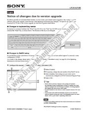 View LF-X5 pdf Notice of changes due to version upgrade