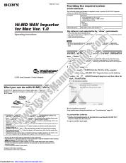 Ver MZ-M10 pdf Importador Hi-MD WAV para Mac Instrucciones de funcionamiento