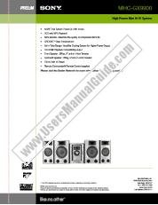 View MHC-GX9900 pdf Marketing Specifications (PRELIMINARY)