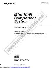 View MHC-BX2 pdf Primary User Manual