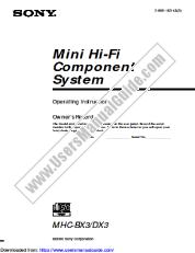 View MHC-BX3 pdf Primary User Manual