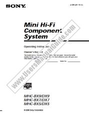 View MHC-BX7 pdf Primary User Manual