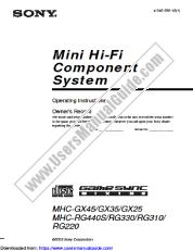 View MHC-RG330 pdf Operating Instructions  (primary manual)