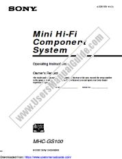View HCD-GS100 pdf Operating Instructions