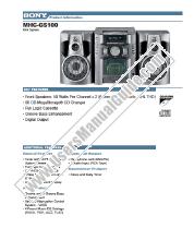 Ver MHC-GS100 pdf Especificaciones de comercialización