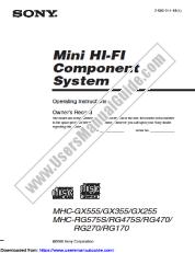 Vezi MHC-GX555 pdf MHCGX355 Instrucțiuni (modelul a întregului sistem)