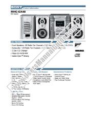 Ver MHC-GX40 pdf Especificaciones de comercialización