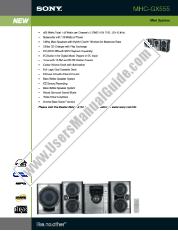 Ver MHC-GX555 pdf Especificaciones de comercialización