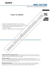 Ansicht MHC-GX750 pdf Marketing-Spezifikationen