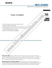 View MHC-GX9000 pdf Marketing Specifications