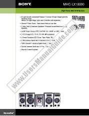 View MHC-LX10000 pdf Marketing Specifications